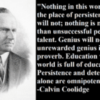 Portrait of Clavin Coolidge and a quote